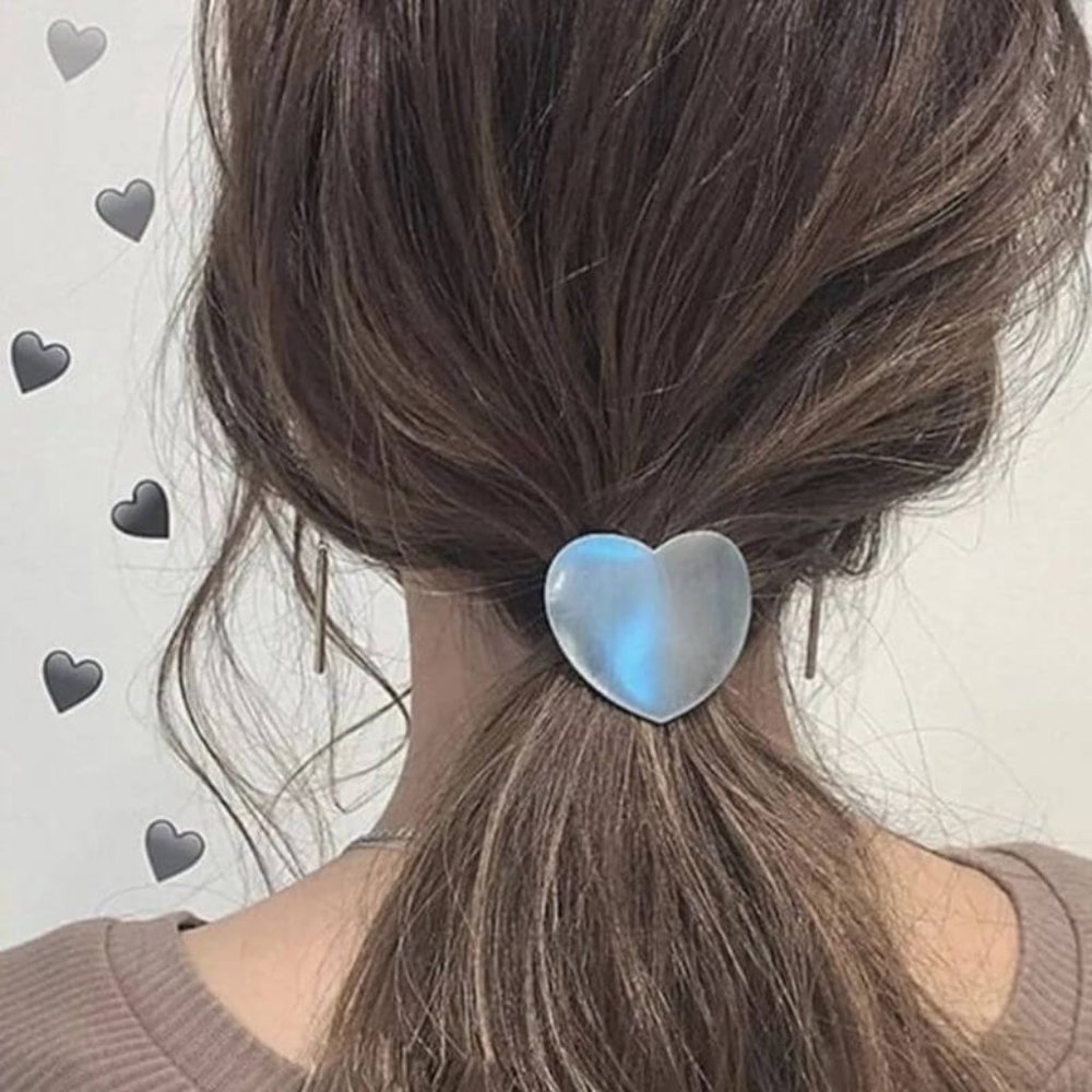 Heart Hair Ties Silver Tone Metal Hairwear